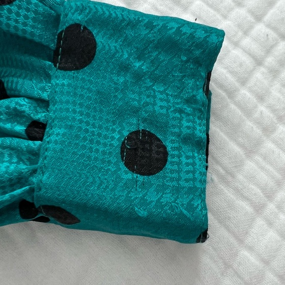La Chine Classic by Galinda Wang vintage teal blue polka dot button down - Picture 8 of 13